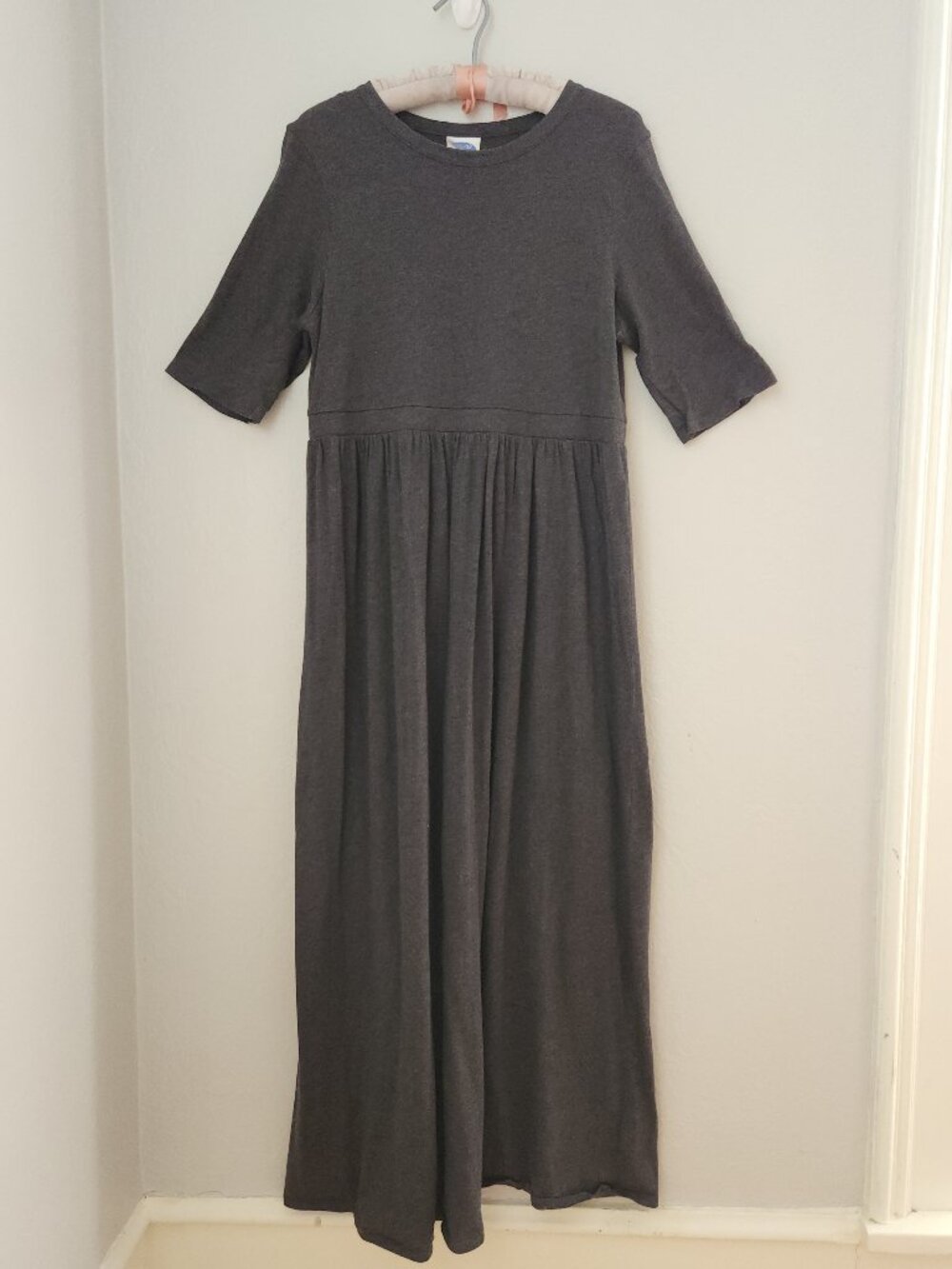 DG2 Diane Gilman Drop Waist Charcoal Grey Dress Womens Medium